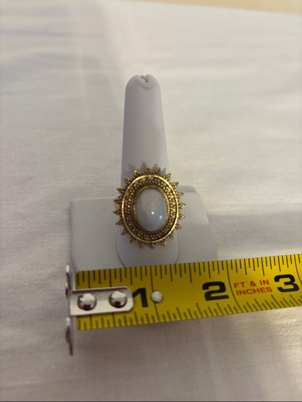 Gold-Tone Moonstone Adjustable Sunburst Statement Ring - size 9.5 - Picture 5 of 11